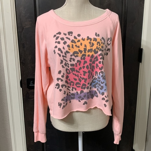 Wildfox Airbrush Leopard WTC Crop Sweatshirt M - Picture 2 of 9